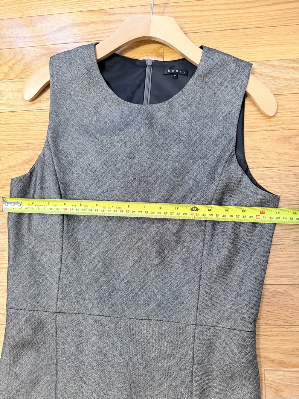 Theory Gray Sleeveless Midi Sheath Dress with Subtle Texture - Picture 7 of 10
